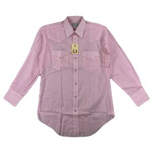 Vintage H Bar C Ranchwear Western Pearl Snap‎ Shirt Men's 15 1/2 33 Pink USA NWT